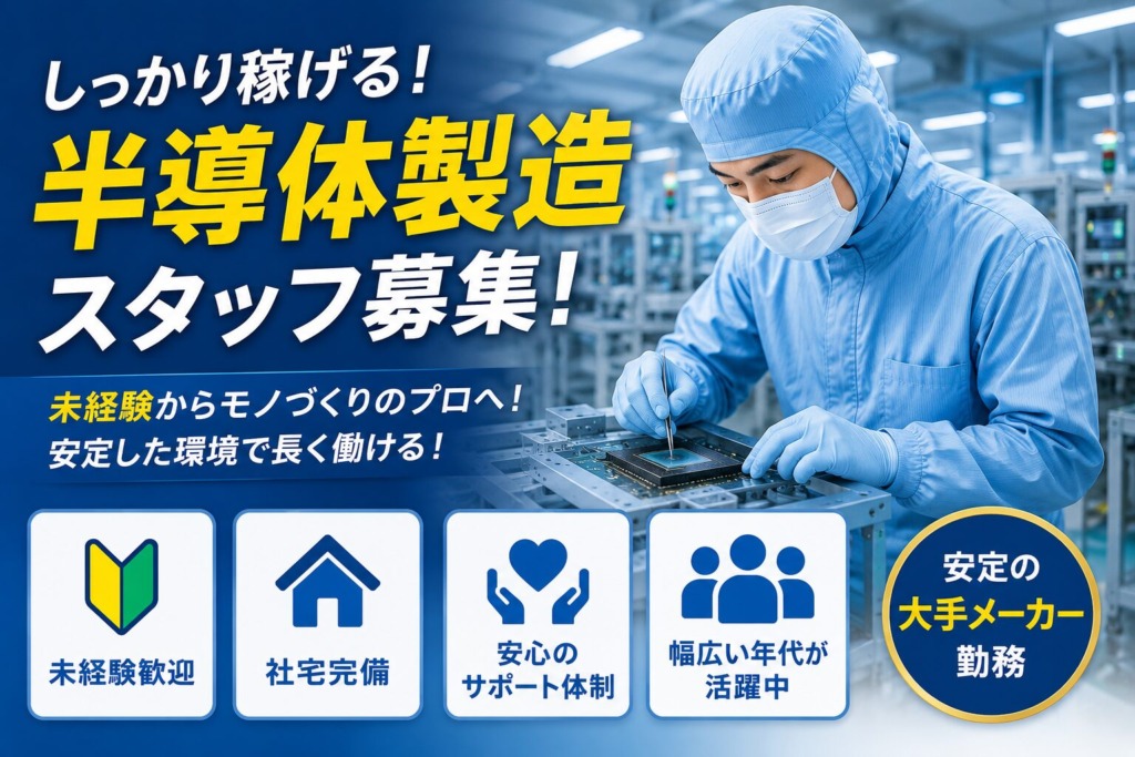 【熊本県合志市】半導体検査スタッフ｜寮費無料｜土日休み｜日払いOK｜未経験歓迎