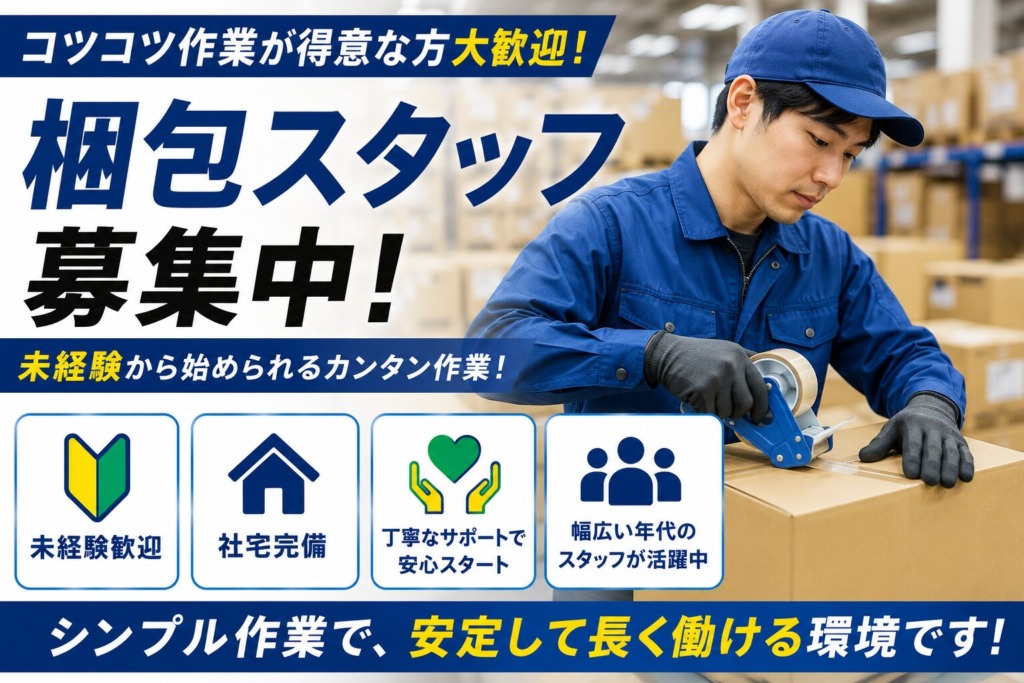 【北海道夕張郡栗山町】樹脂製品梱包スタッフ｜土日休み｜日払いOK｜未経験歓迎